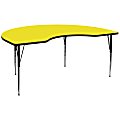 Flash Furniture Kidney High-Pressure Thermal Laminate Activity Table With Height-Adjustable Legs, 30-1/4"H x 96"W x 48"D, Yellow