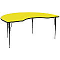 Flash Furniture Kidney High-Pressure Thermal Laminate Activity Table With Height-Adjustable Legs, 30-1/4"H x 96"W x 48"D, Yellow 1 thumbnail image