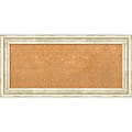 Amanti Art Rectangular Non-Magnetic Cork Bulletin Board, Natural, 34” x 16”, Country White Wash Wood Frame