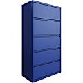 Lorell® 36"W Lateral 5-Drawer File Cabinet, Metal, Blue