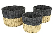 GNBI 3-Piece Round Basket Set, Medium Size, Black/Natural