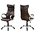 Monarch Specialties High-Back Office Chair, Brown/Silver