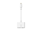 Belkin 3.5 mm Audio + Charge RockStar - Lightning to headphone jack / charging adapter - Lightning male to Lightning, 4-pole mini jack female - white