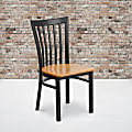 Flash Furniture School House Back Restaurant Accent Chair, Natural Seat/Black Frame