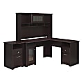 Bush Furniture Cabot 60"W L-Shaped Desk With Hutch And 2-Drawer File Cabinet, Espresso Oak, Standard Delivery