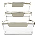 Martha Stewart 6-Piece Plastic Container Set, 3-1/2"H x 5"W x 8-3/4"D, Clear/Taupe