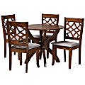 Baxton Studio Sandra Dining Set, 29-15/16”H x 35-7/16”W x 35-7/16”D, Gray/Walnut Brown