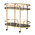 Baxton Studio Leighton 2-Tier Wine Cart, 31-15/16" x 33", Gold