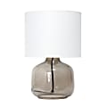 Simple Designs Glass Table Lamp, 13-3/4"H, White Shade/Smoke Gray Base
