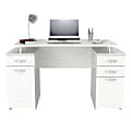 Inval 51"W 2-Pedestal Computer Desk, Washed Oak