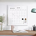 Martha Stewart Everette Magnetic Monthly Calendar Dry-Erase Board, 18" x 18", White Wood Grain