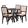 Baxton Studio Kai Modern 5-Piece Dining Set, 29-15/16”H x 35-7/16”W x 35-7/16”D, Sand/Dark Brown 1 thumbnail image