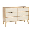 Powell Carling 6-Drawer Cane Bedroom Dresser, 35-3/4”H x 50”W x 18-1/2”D, Natural 1 thumbnail image