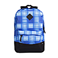 Volkano Daily Grind Backpack With 18.1" Laptop Pocket, Blue Plaid