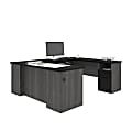 Bestar Norma 71"W U- Or L-Shaped Corner Desk, Black/Bark Gray 1 thumbnail image