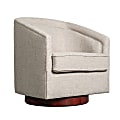 Flash Furniture Dean Club Style Commercial Fabric Barrel Accent Armchair with 360 Degree Swivel Metal Base and Sloped Armrests, Cream 1 thumbnail image