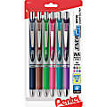 EnerGel Liquid Steel Tip Gel Pens, Pack Of 6, Medium Point, 0.7 mm, Assorted Colors