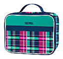 Thermos® Lunch Tote, 9 1/2"H x 3 3/4"W x 7 1/2"D, Plaid Green