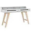Linon Loumar 56"W 2-Drawer Home Office Desk, Natural/White