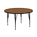 Flash Furniture 42" Round Thermal Laminate Activity Table With Short Height-Adjustable Legs, Oak