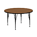 Flash Furniture 42" Round Thermal Laminate Activity Table With Short Height-Adjustable Legs, Oak 1 thumbnail image
