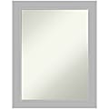 Amanti Art Non-Beveled Rectangle Framed Bathroom Wall Mirror, 28” x 22”, Brushed Sterling Silver