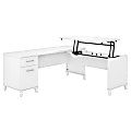 Bush Furniture Somerset 72"W 3-Position Sit-To-Stand L-Shaped Desk, White, Standard Delivery