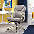 Serta® Claremont Ergonomic Bonded Leather Mid-Back Office Chair, Light Gray/Silver 1 thumbnail image