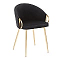 LumiSource Claire Chairs, Velvet, Black/Gold, Set Of 2 Chairs