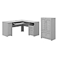 Bush Business Furniture Fairview 60"W L-Shaped Corner Desk And Storage Cabinet With Drawer, Cape Cod Gray, Standard Delivery 1 thumbnail image