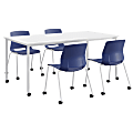 KFI Studios Dailey Table And 4 Chairs, With Caster, White Table, Navy/White Chairs 1 thumbnail image