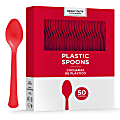 Amscan 8018 Solid Heavyweight Plastic Spoons, Apple Red, 50 Spoons Per Pack, Case Of 3 Packs