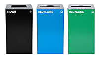 Alpine Industries Stainless-Steel Open Top Mixed Recycling And Trash Can Set, 29 Gallons, Black/Blue/Green - ALP4450-BLK-KIT30 1 thumbnail image