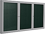 Ghent 3-Door Enclosed Bulletin Board, 48” x 72”, Aluminum Frame, Ebony