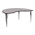 Flash Furniture 72''W Kidney Thermal Laminate Activity Table With Standard Height-Adjustable Legs, Gray