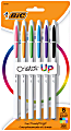 BIC® Cristal Up Ball Pens, Medium Point, 1.2 mm, White Barrels, Assorted Ink Colors, Pack Of 6 Pens 1 thumbnail image