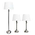 Lalia Home Manhattan Extendable Metal Lamp Set, White/Brushed Nickel, Set Of 3 Lamps