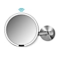 simplehuman Sensor 5X Magnification Wall-Mount Makeup Mirror, Hard Wired, 8", Stainless Steel