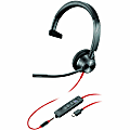 Poly Blackwire BW3315-M Headset - Microsoft Teams Certification - Mono - Mini-phone (3.5mm), USB Type C - Wired - 32 Ohm - 20 Hz - 20 kHz - Over-the-head, Over-the-ear - Monaural - Supra-aural - 7.40 ft Cable - Noise Cancelling Microphone - Black