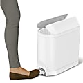 simplehuman Butterfly Step Stainless Steel Trash Can, 2.64 Gallons, White