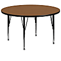 Flash Furniture Round Thermal Laminate Activity Table With Short Height-Adjustable Legs, 25-1/8" x 60", Oak 1 thumbnail image