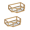 Uniek Kate And Laurel Ciel Wall Shelves, 2-1/2”H x 8”W x 6”D, Gold, Set Of 2 Shelves