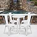 Flash Furniture Commercial-Grade Round Metal Indoor/Outdoor Table Set With 4 Café Chairs, White 1 thumbnail image