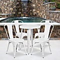 Flash Furniture Commercial-Grade Round Metal Indoor/Outdoor Table Set With 4 Café Chairs, White