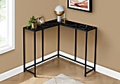 Monarch Specialties Jan L-Shaped Metal Console Table, 32”H x 36”W x 36”D, Black Marble