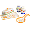 Gibson Laurie Gates Tierra 4-Piece Hand-Painted Ceramic Tableware Accessory Set, Multicolor