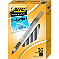 BIC® Round Stic Grip Ballpoint Pens, Medium Point, 1.2 mm, Black Ink, Pack Of 36 Pens