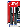 Sharpie® Rollerball Pens, Needle Point, 0.5 mm, Blue Ink, Pack Of 4