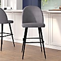 Flash Furniture Lyla Commercial-Grade Modern Armless Bar Stools, Gray Faux Linen/Black, Set Of 2 Stools 1 thumbnail image
