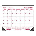 Brownline® Monthly Desk Calendar, 22" x 17", Burgundy/White, January To December 2023, C1731